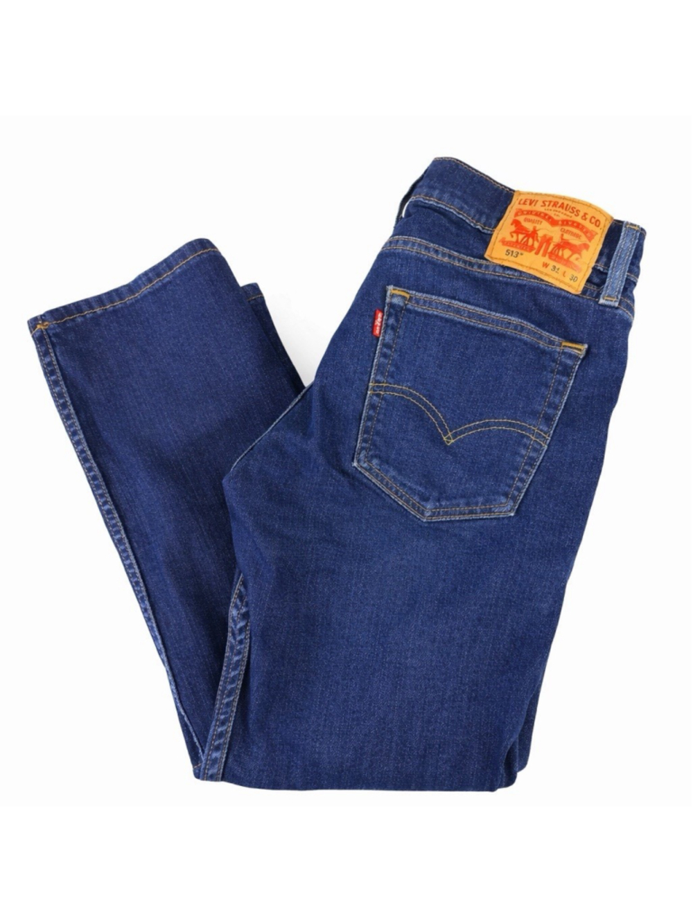 Levi's 513 Jeans Mens 30 W x 31 Blue Slim Straight Dark Wash 98% Cotton Denim